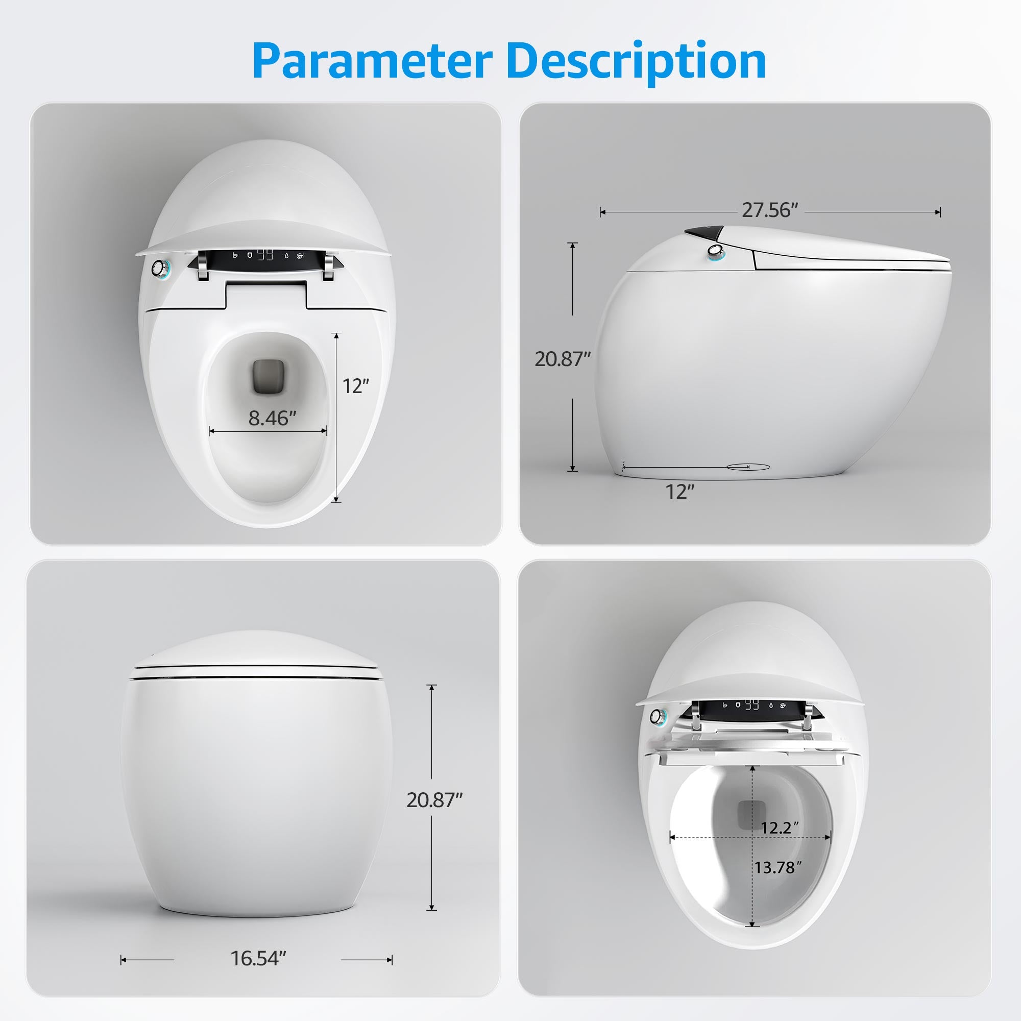 YULIKA-Y1 Elongated Comfort Height Floor Mounted Bidet Toilet Exotic Smart Toilet (Seat Included)