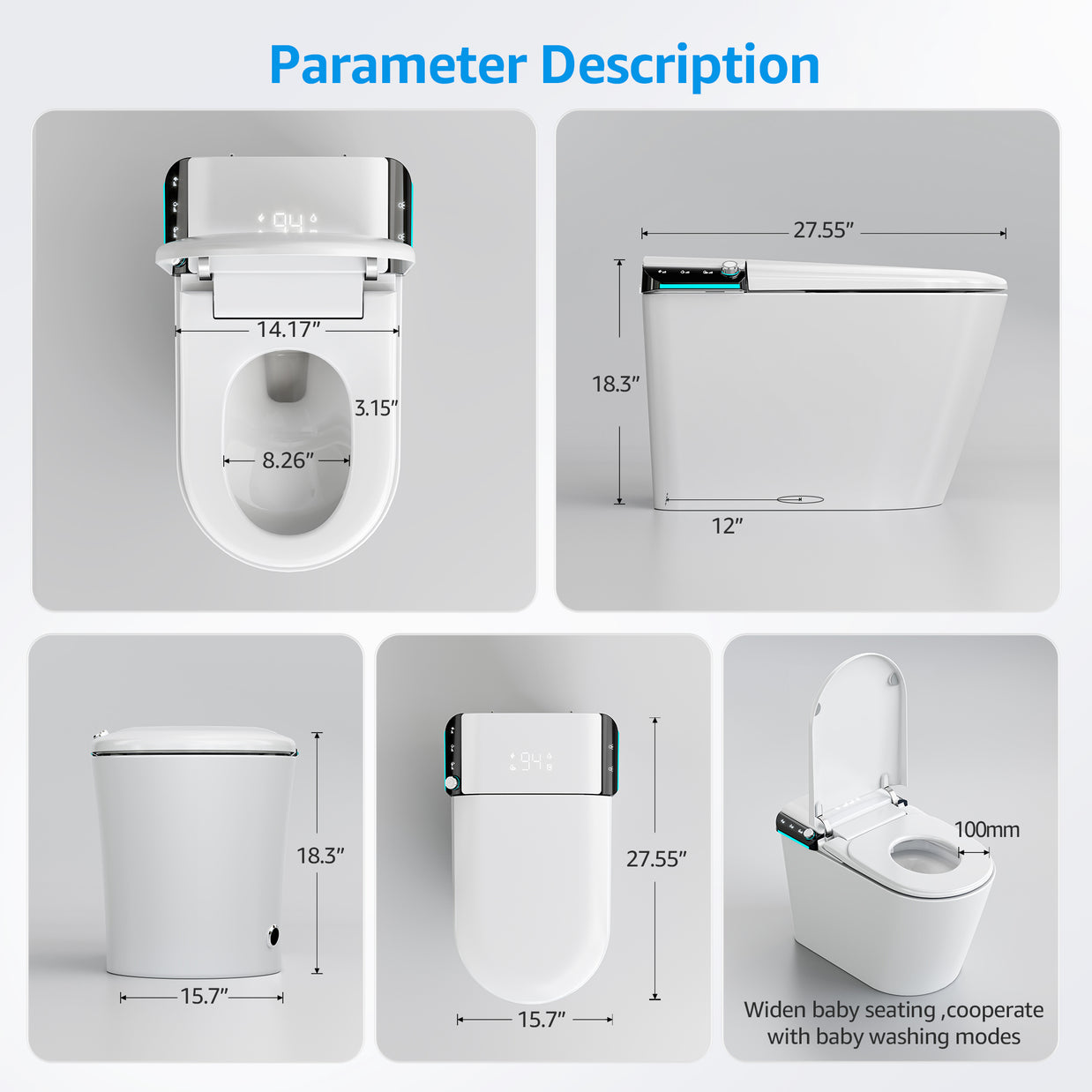 YULIKA-U1 Touchscreen Smart Bidet Toilet with Aromatherapy System