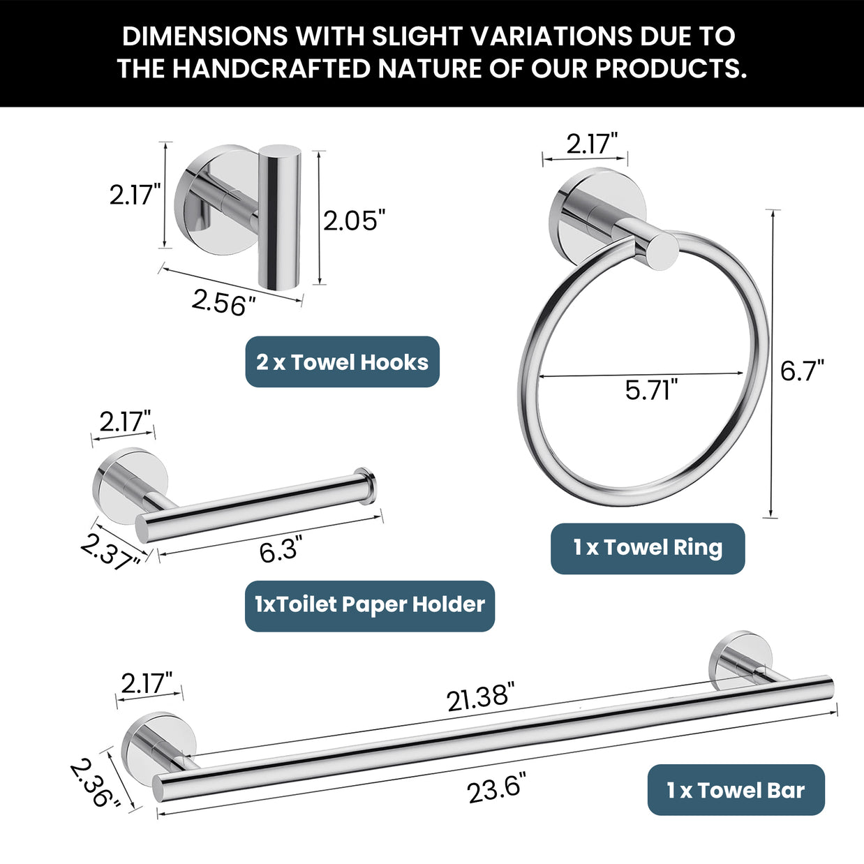 YULIKA Modern 5/6 - Piece Bathroom Hardware Set