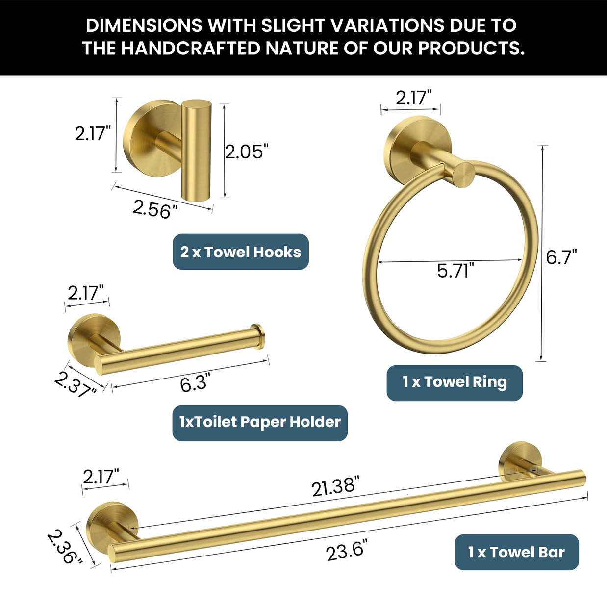 YULIKA Modern 5/6 - Piece Bathroom Hardware Set