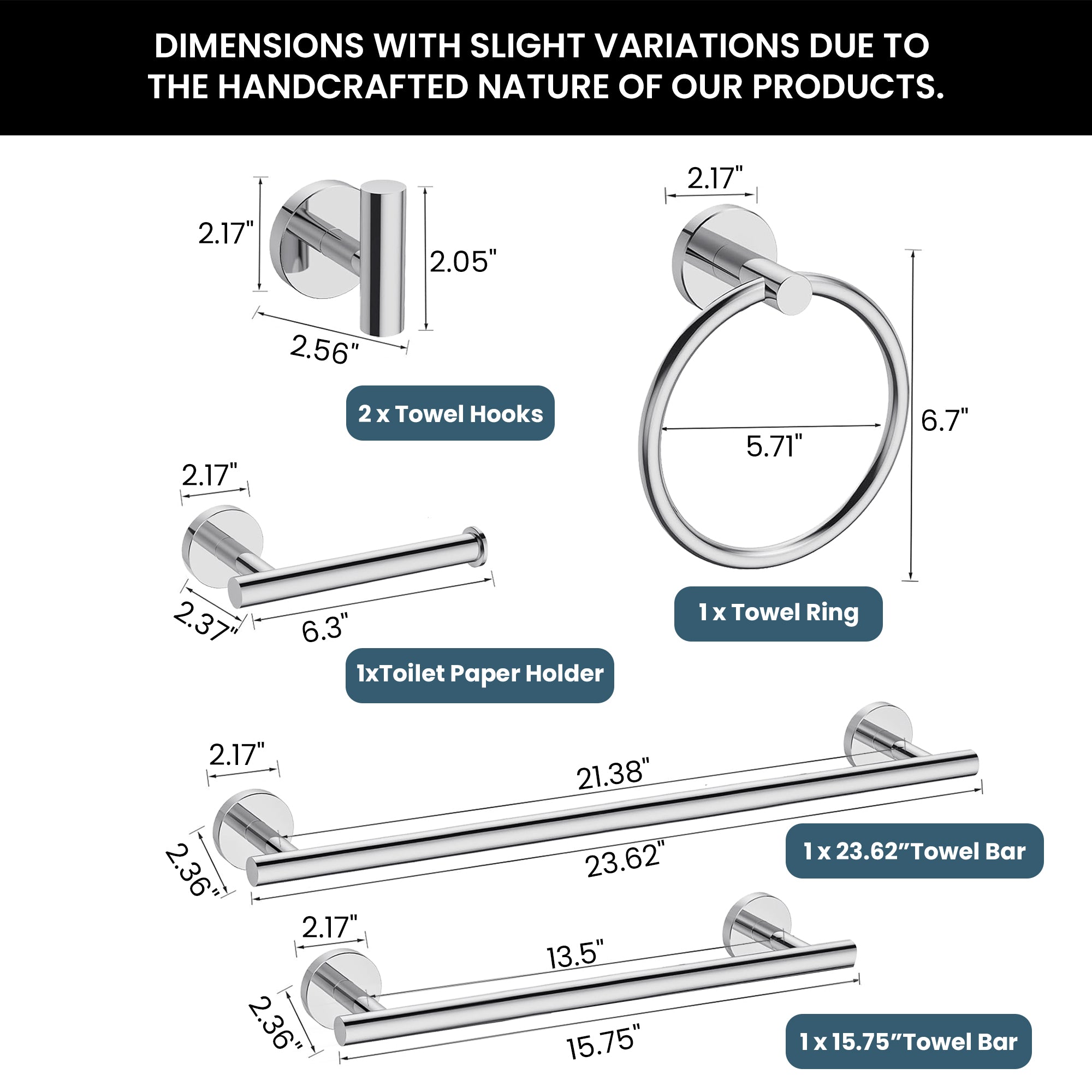 YULIKA Modern 5/6 - Piece Bathroom Hardware Set