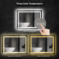 YULIKA Front Light and Backlit Mirror Rectangular Frameless Anti-Fog Lighted Wall Bathroom Vanity Mirror