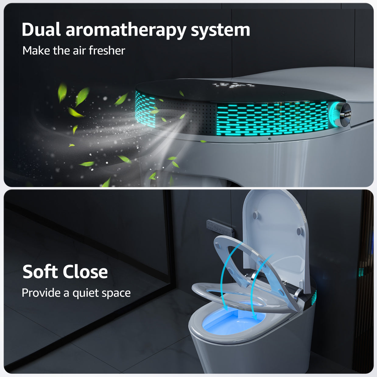 YULIKA-G5 1.31 Gallons Per Minute GPF Elongated Floor Mounted Bidet Smart Toilet with Aromasphy System