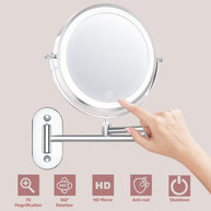 YULIKA Round LED Metal Wall Mirror with 10x Magnification & Charging Function ¨C Makeup Mirror