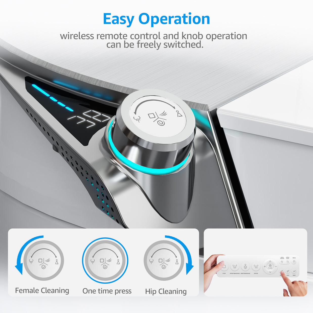 YULIKA-G7 PRO 1.31 Gallons Per Minute GPF Elongated Floor Mounted Smart Bide Toilet with Aromasphy System