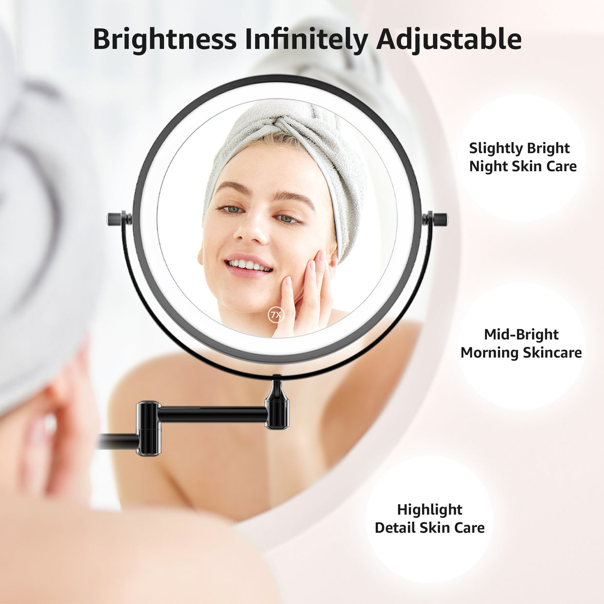 YULIKA Round LED Metal Wall Mirror with 10x Magnification & Charging Function ¨C Makeup Mirror