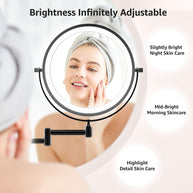 YULIKA Round LED Metal Wall Mirror with 10x Magnification & Charging Function ¨C Makeup Mirror