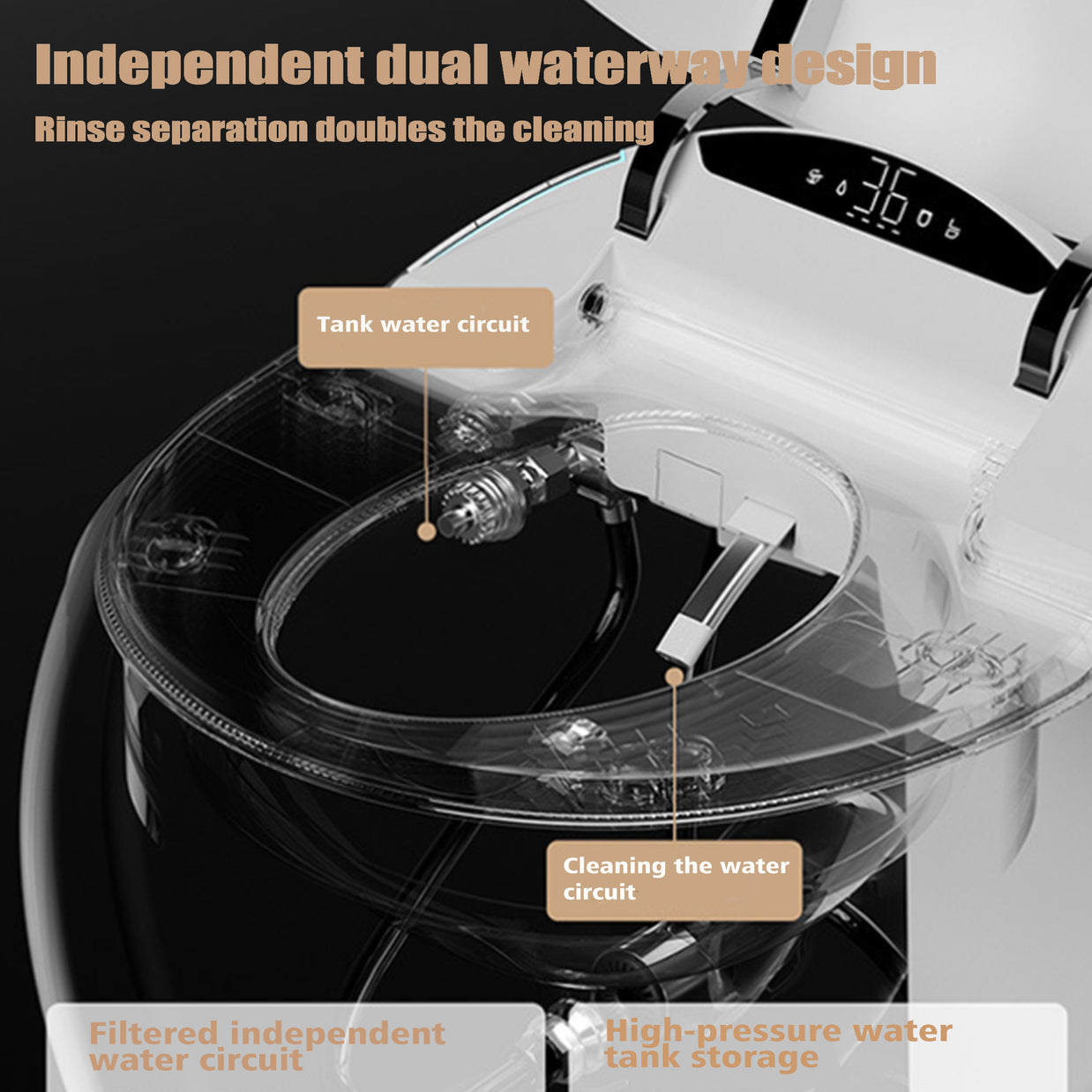 YULIKA-ST003 Spherical Smart Toilet One piece Auto Open Close Lid Toilet with Adjustable Heated Seat