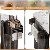 Farmhouse Rolling Kitchen Island with Drop-Leaf & Power Outlet