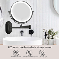 YULIKA Round LED Metal Wall Mirror with 10x Magnification & Charging Function ¨C Makeup Mirror