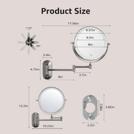 YULIKA Round LED Metal Wall Mirror with 10x Magnification & Charging Function ¨C Makeup Mirror