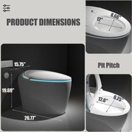 YULIKA-ST004 1.31 Gallons Per Minute GPF Elongated Floor Mounted Bidet Toilet One-piece Smart Toilet with Water Tank (Seat Included)