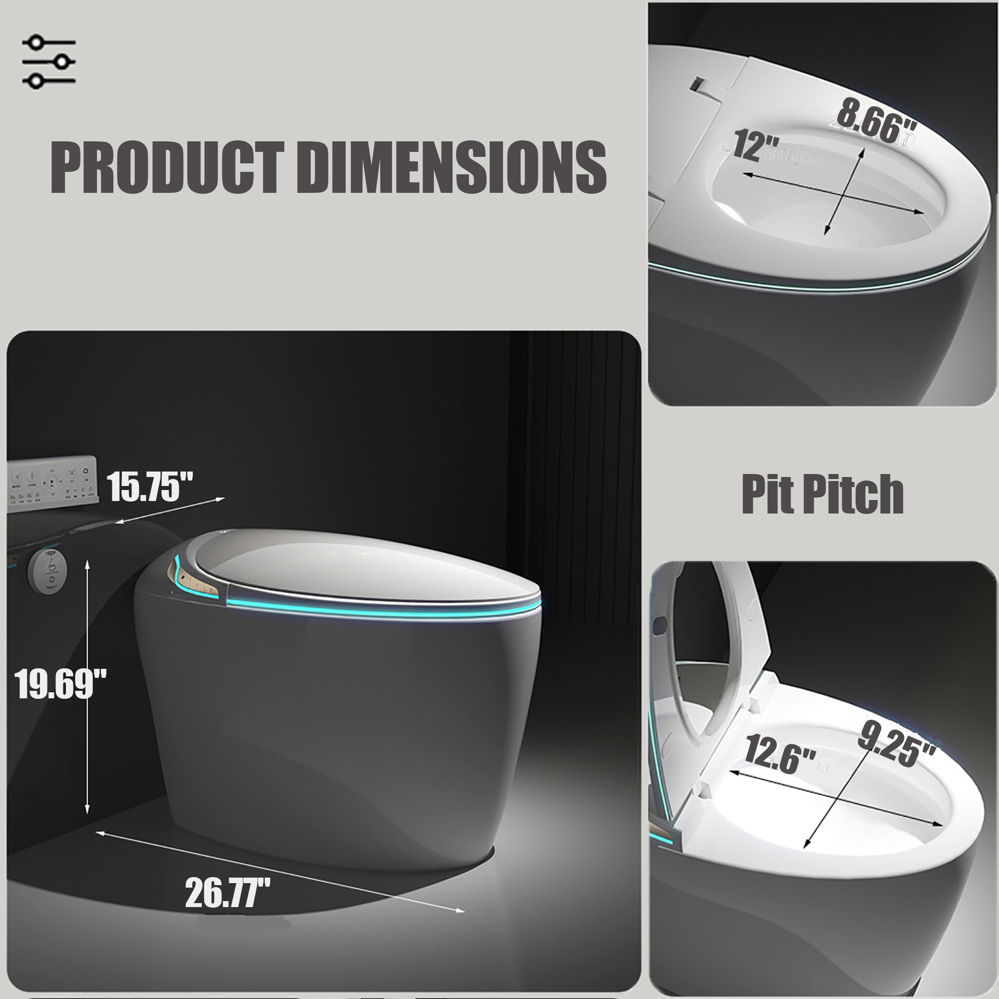 YULIKA-ST004 1.31 Gallons Per Minute GPF Elongated Floor Mounted Bidet Toilet One-piece Smart Toilet with Water Tank (Seat Included)