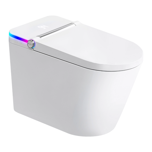 YULIKA-U5 Muti-Color LED Light Elongated Floor Mounted Bidet Toilet One-piece Smart Toilet with Warmed Seat & Warm Air Drying & Cleaning Function